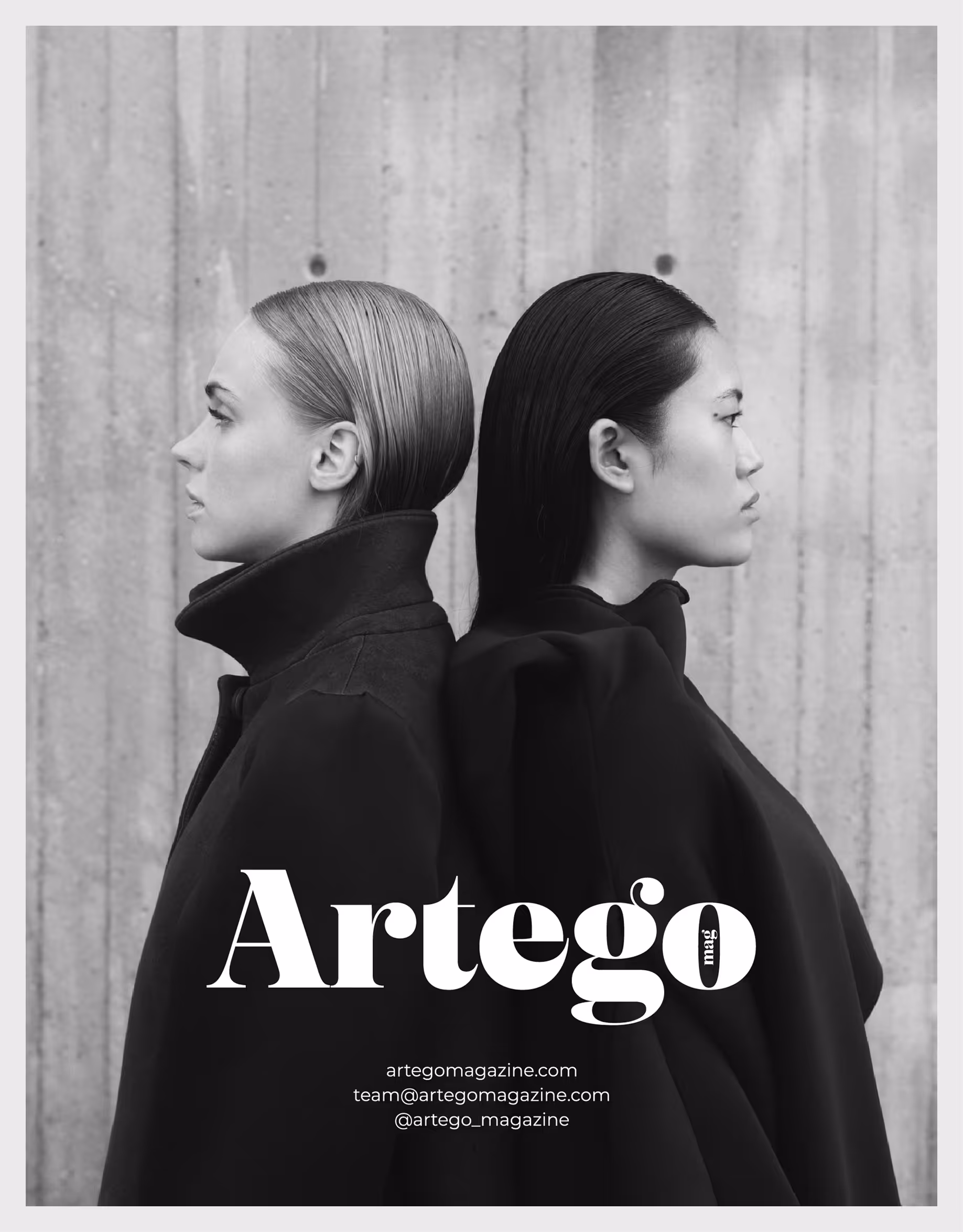 Two women turned back to back on the pages of a fashion magazine Artego